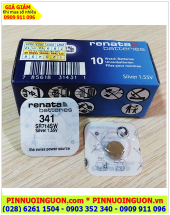 Renata SR714SW, Pin đồng hồ 1.55v Silver Oxide Renata SR714SW, 341 /Loại vỉ 1viên
